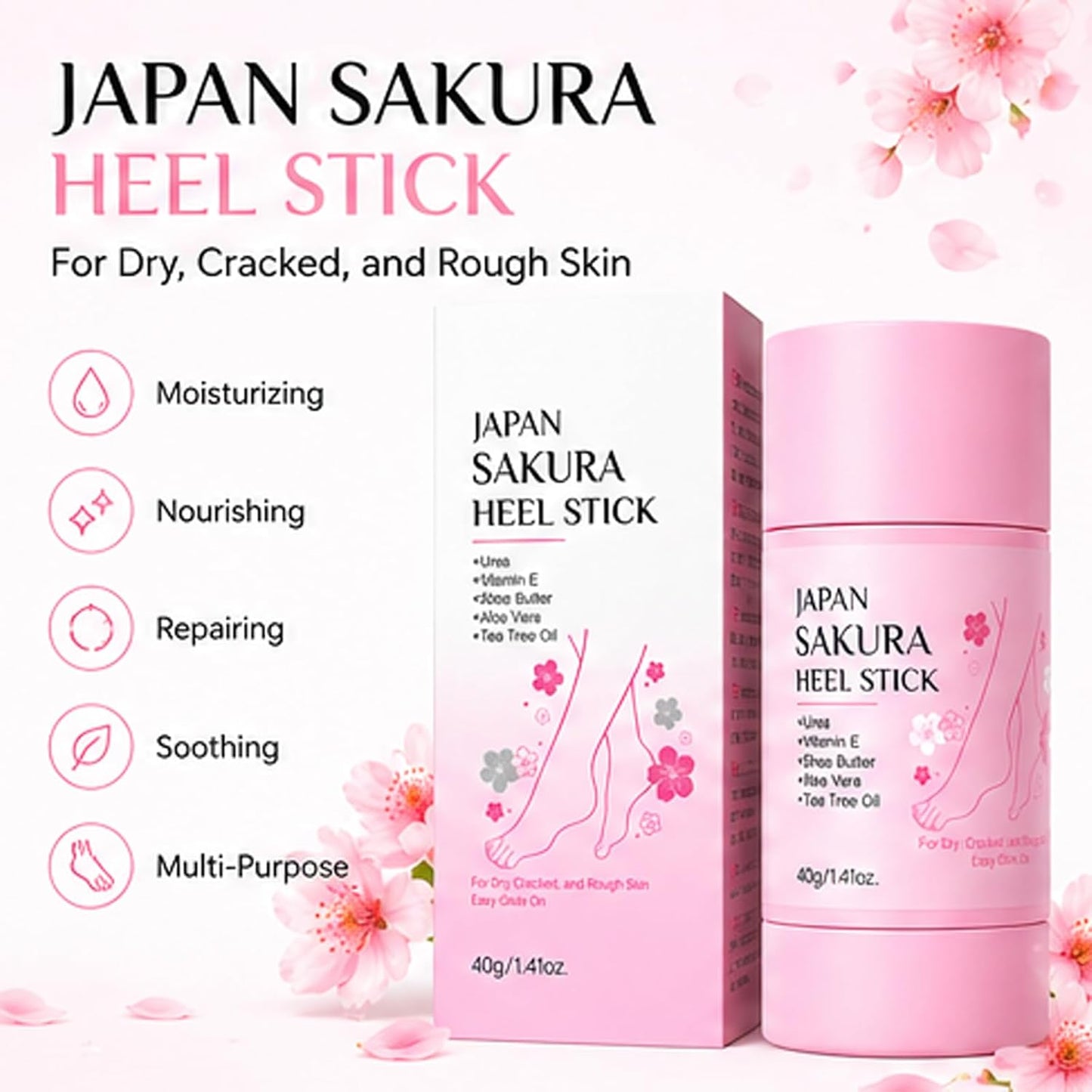 Sakura Foot Heel Stick - Cracked Heel Repair Balm with Shea Butter | 2 Pcs