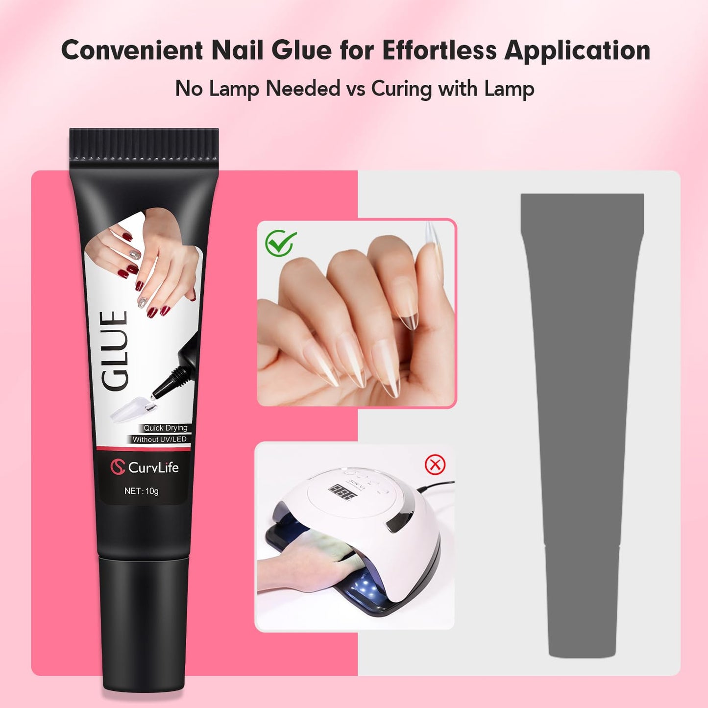 Quick Drying Semi Solid Nail Glue - 10g with 10ml Remover for Press-On Tips | Long Lasting Acrylic Nails Kit