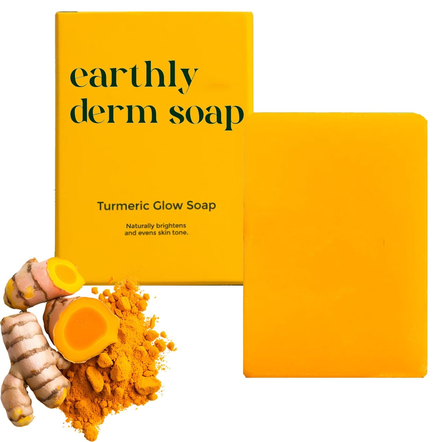 Earthly Derm soap Turmeric Glow Soap, Natural Handmade Bar, Gentle Cleansing and Moisturizing, for All Skin Types (1PCS, 3.5OZ)