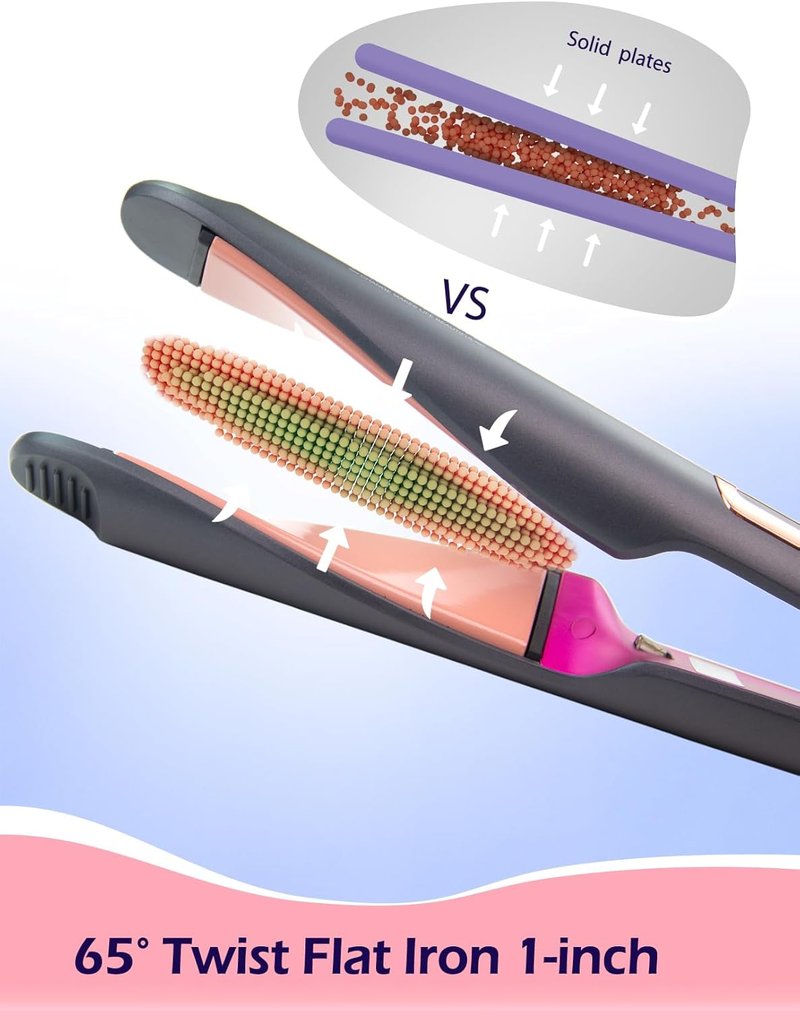 Pro Twist Ceramic Flat Iron - 2 in 1 Hair Straightener & Curler | 1 Inch, Fast Heating, LCD Display, 11 Temp Settings (250℉-450℉)