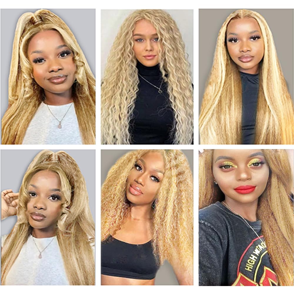 14 16 18 Inch P30/613 Highlight Blonde Bundles Human Hair 3 Bundles Brazilian Remy Hair 50 Grams/Bundle 10A Grade Unprocessed Virgin Hairs Yaki Straight Bundle Weaves Extensions