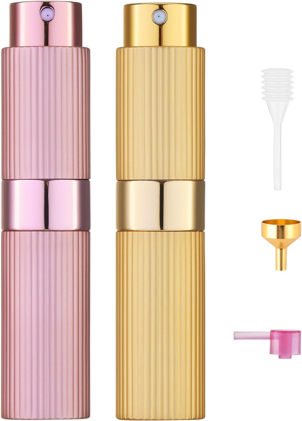 Tekson Travel Perfume Atomizer - 2PCS 8ml Refillable Mini Cologne Spray Bottles | Portable Black & Pink Set