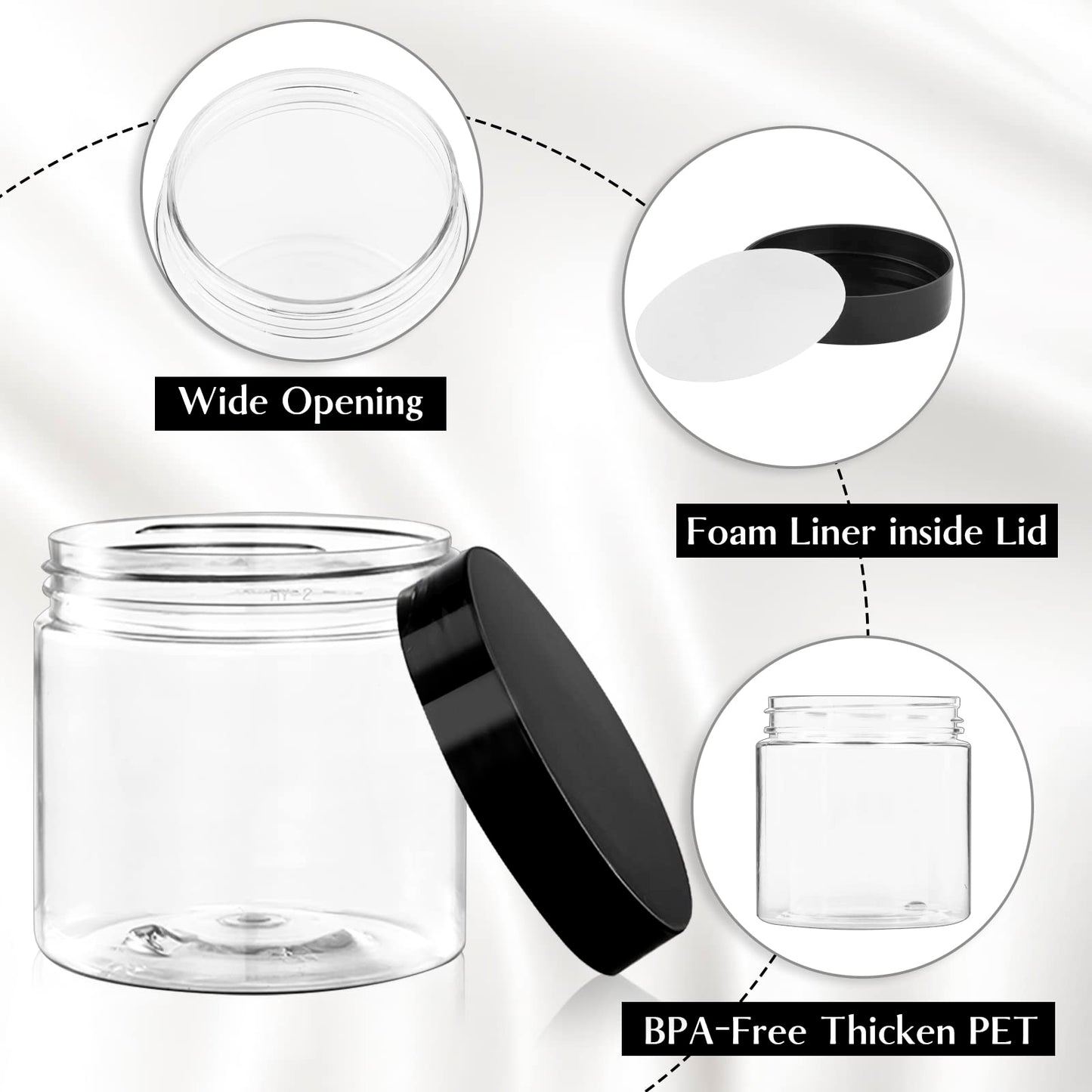 TUZAZO 2 Oz Plastic Container Jars with Lids BPA Free, Empty Round Clear Cosmetic Containers Plastic Slime Jars for Lotion, Cream, Ointments, Samples, Makeup, Travel Storage (12 Pack)