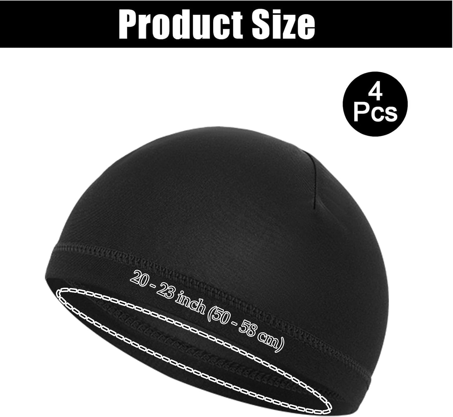 Wave Cap for Men - Breathable Sleep & Sport Skull Hat | 4-Pack, Sweat Absorbent