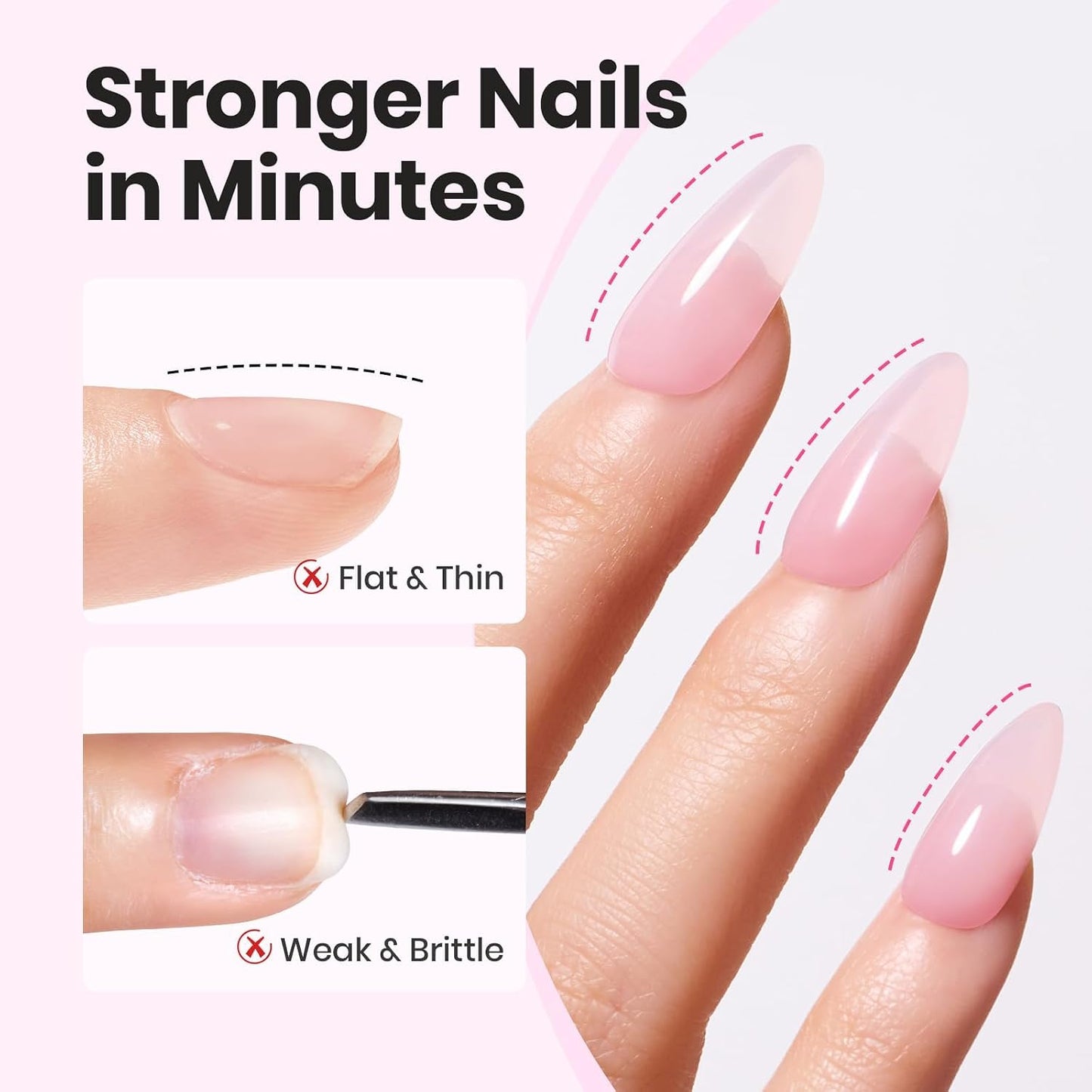 Beetles Builder Gel - 0.5oz Jelly Pink Nail Building Gel | HEMA & TPO Free, 7-in-1 Strengthening Formula for DIY Nail Art