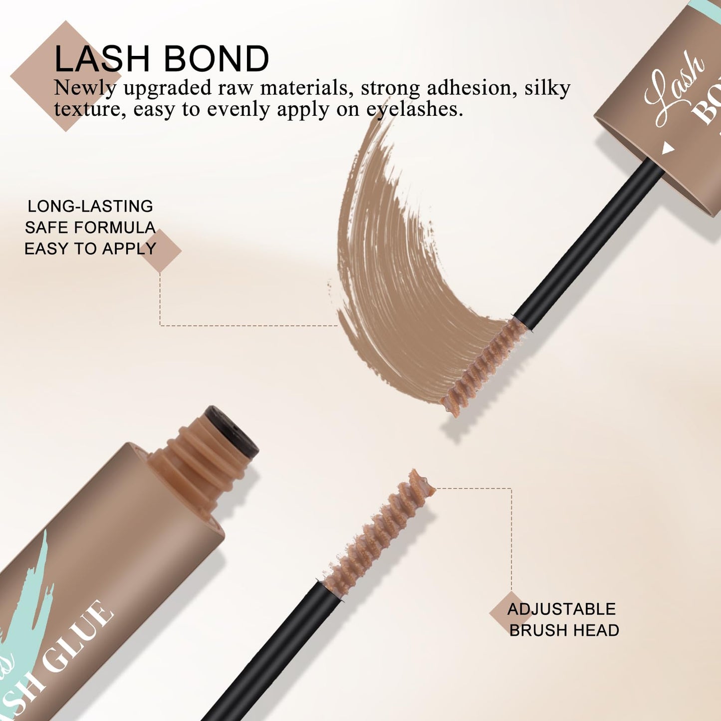 GEMERRY Lash Cluster Glue, Brown Lash Bond and Seal Waterproof Eyelash Glues for Clusters Eyelash Adhesive Long-Lasting 72H(5ml+5ml, Brown)