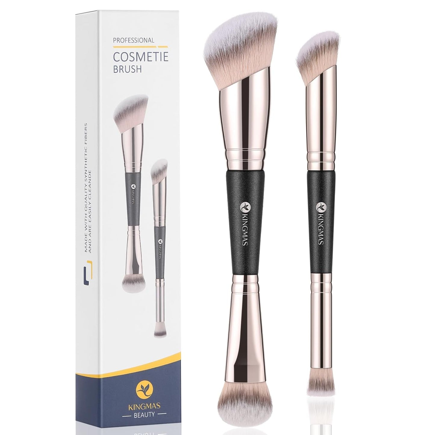 Foundation Concealer Brushes Set - 2PCS Dual Ended Makeup Brushes for Powder & Liquid Contouring | Blending & Bronzing