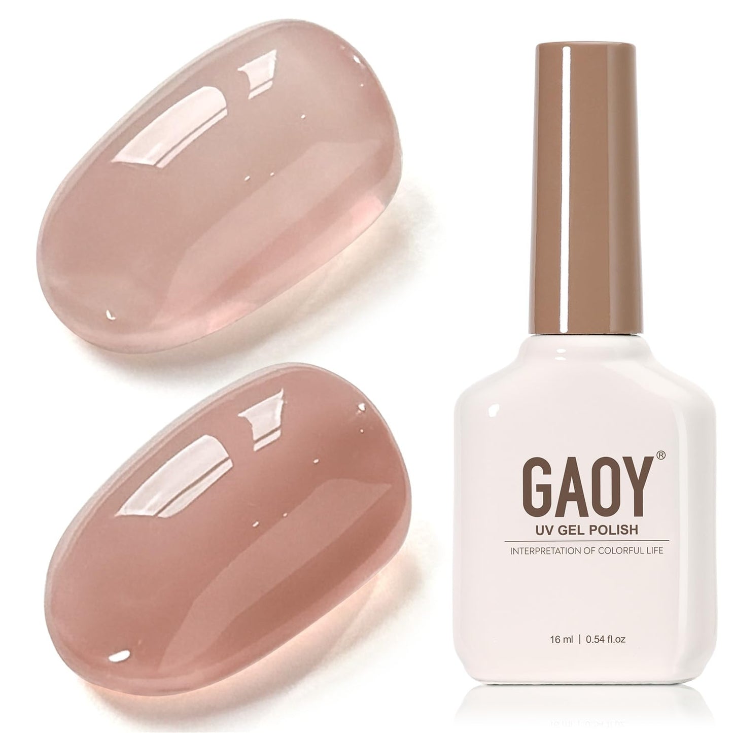 Sheer Light Pink Gel Nail Polish - 16ml UV Cure Jelly Milky White Peach for DIY Manicure & Pedicure