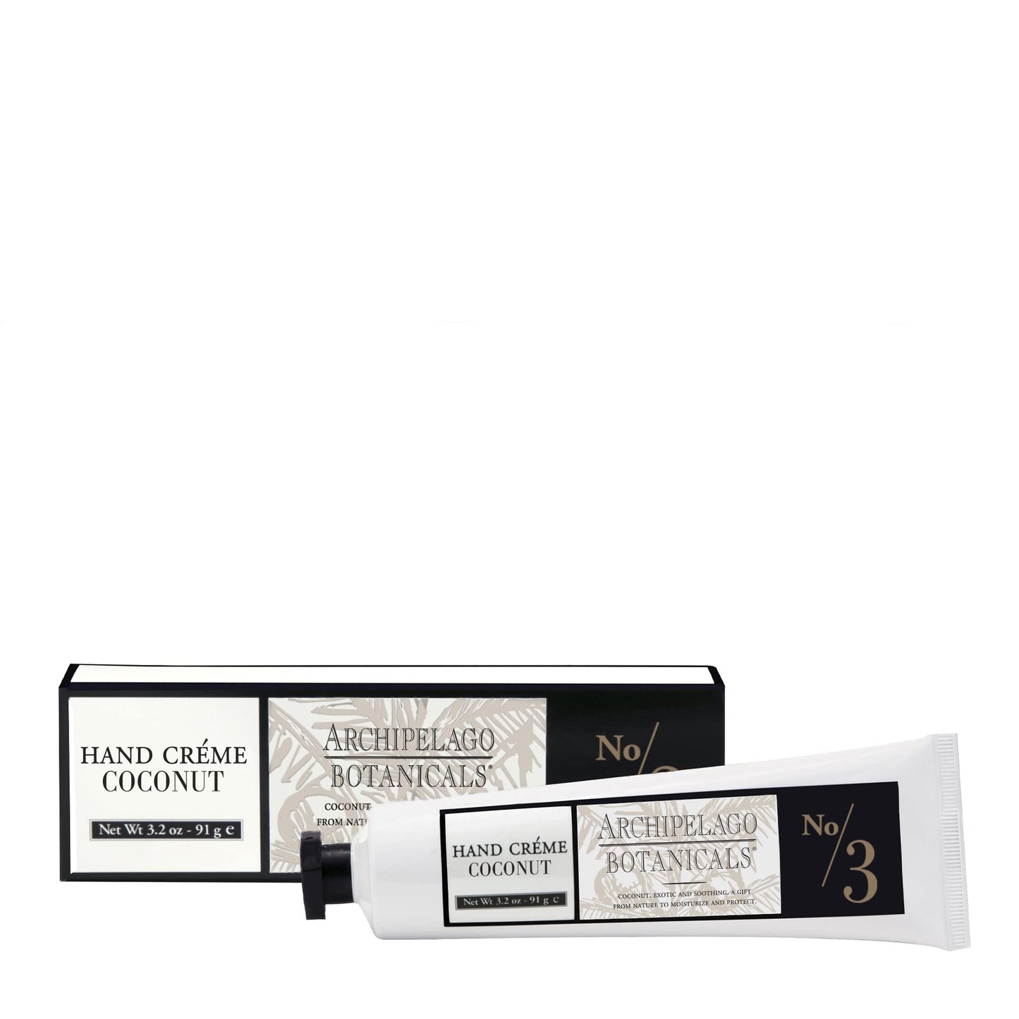 Archipelago Botanicals Coconut Hand Crème, Rich and Lightly Scented Hand Lotion for Dry Skin, Cuticles and Rough Spots, Premium Plant Extracts (3.2 oz)