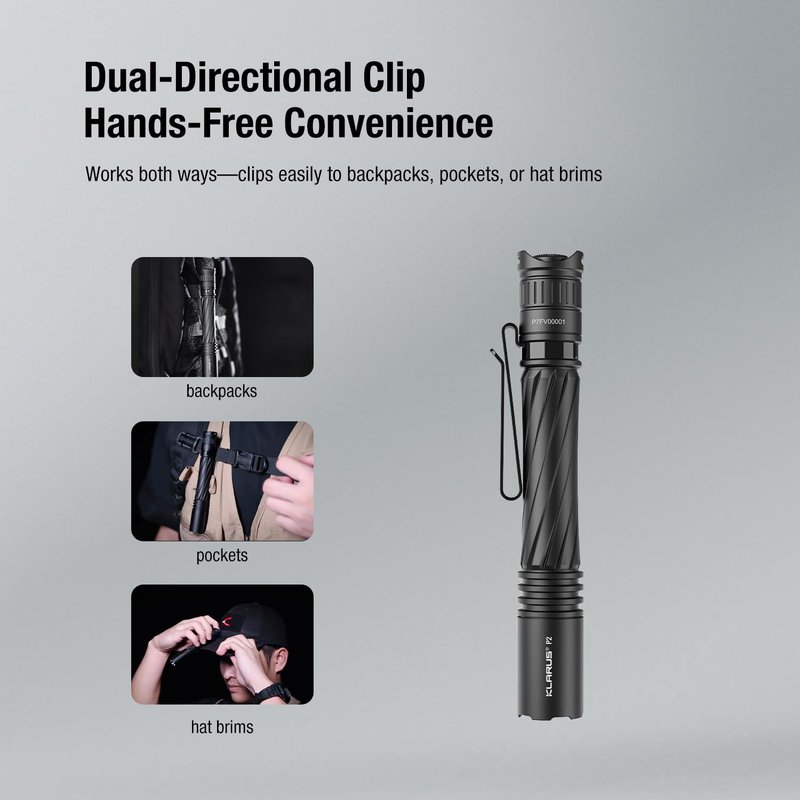 klarus P2 Tactical Pen Light, 1000 Lumens 886ft Throw, USB-C Rechargeable or 2AA Compatible, IPX8 Waterproof Small EDC Pocket Flashlight for Office Home Security