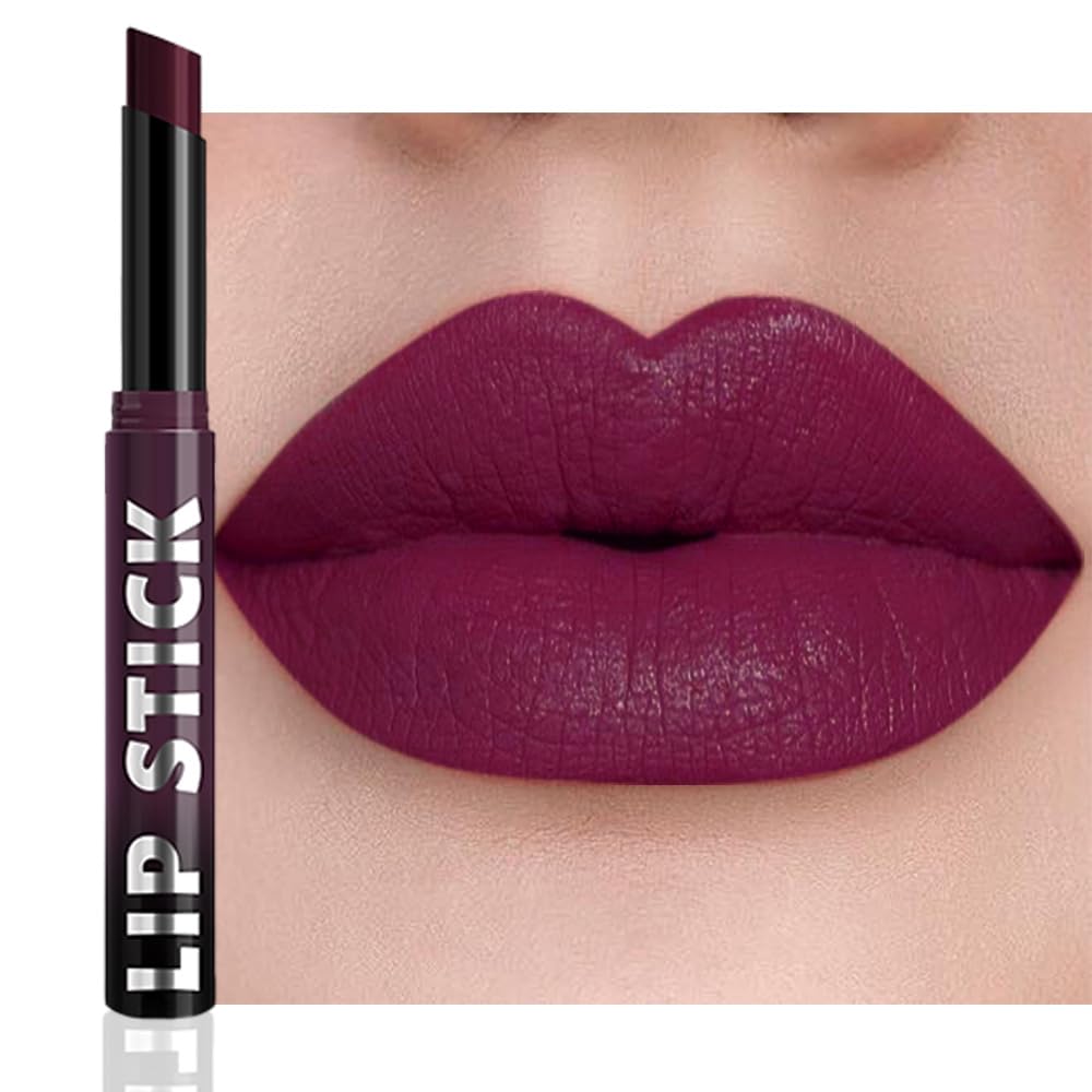 Maroon Red Matte Lipstick - Long Lasting Waterproof Vegan Lip Color | 24-Hour Moisturizing Stain