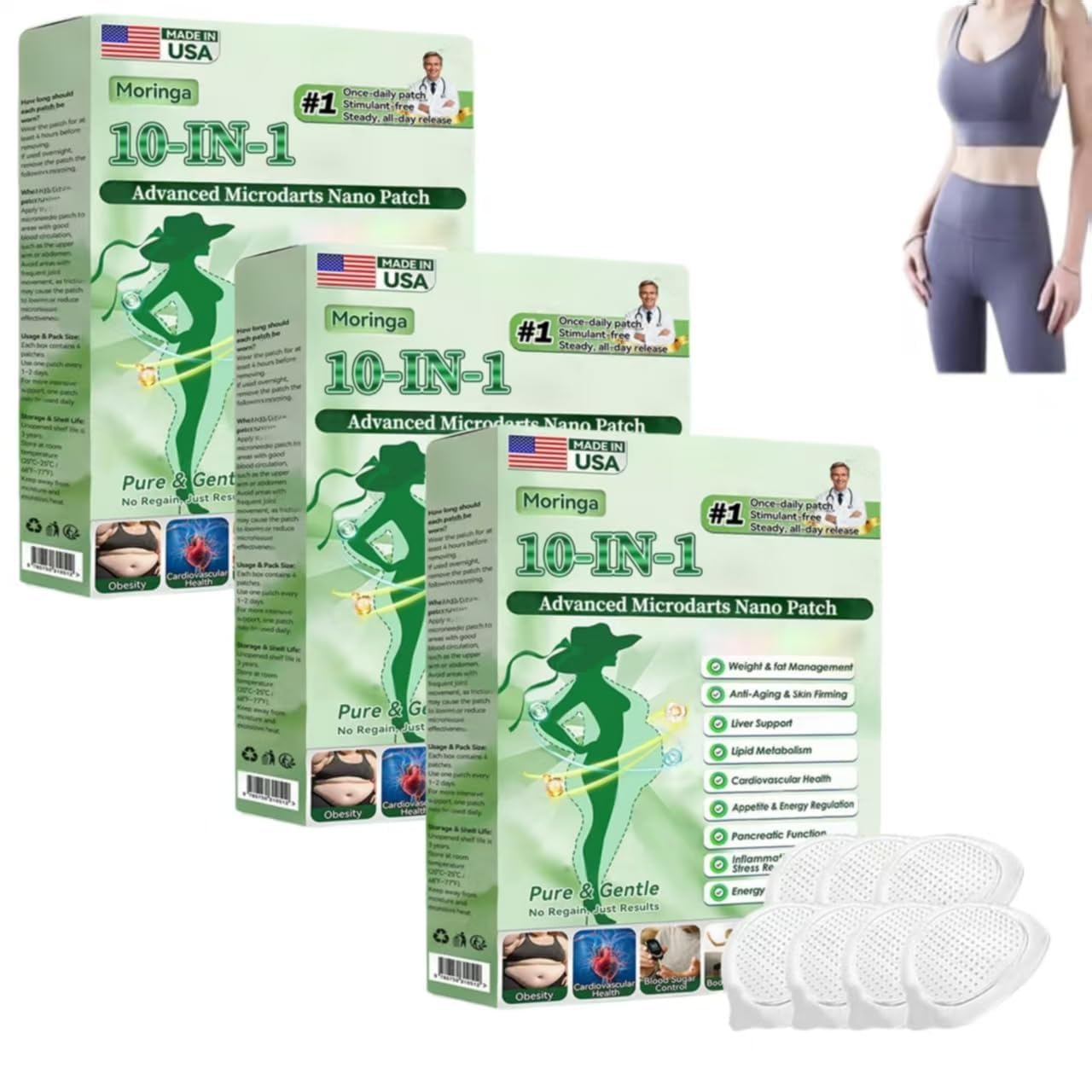 Moringa 10-In-1 Patch - Natural Berberine Infused Skin Care Solution | Easy to Apply & Portable (2 Boxes)