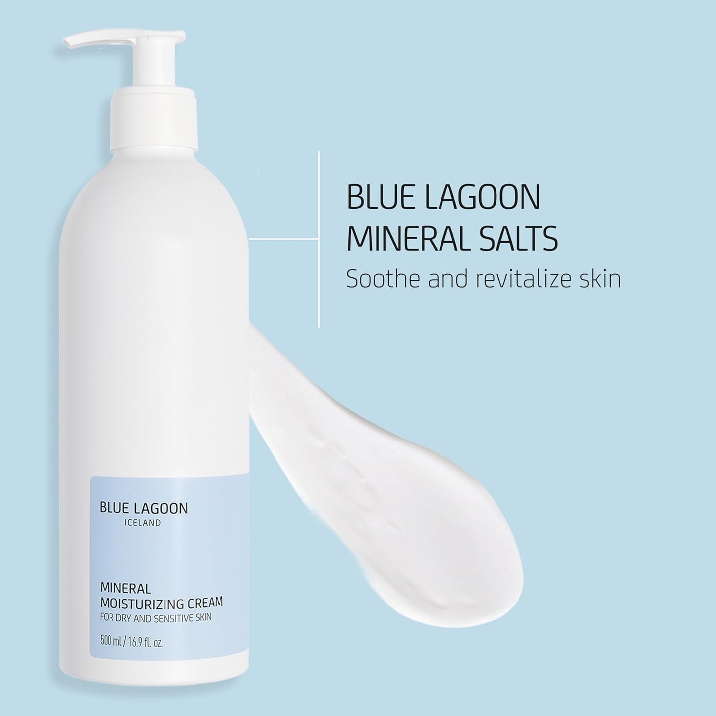 Blue Lagoon Skin Science - Mineral Moisturizing Cream - Hydrates Dry Skin with Seawater | Lightweight, Fragrance-Free 500ML