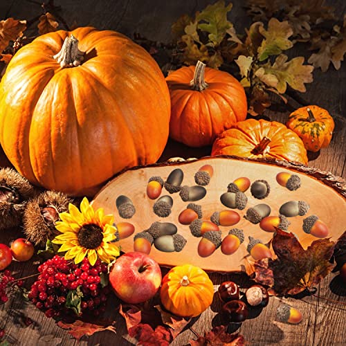 120 PCS Artificial Acorns for Fall Decor - Mini Craft Acorns
