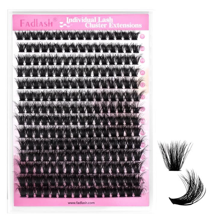 Cluster Lashes - D Curl Wispy Individual Eyelash Extensions for Natural Look | Reusable Fluffy DIY Kit (12-18mm Mix)