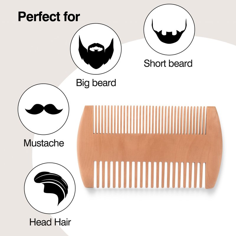 FaHaner Men's Beard Brush Kit with Pearwood Comb and 100% Boar Bristle Beard Brush & Deluxe Pearwood Comb Set for Men, Helps to Shape & Lock in Moisture, Beard Kit, Travel Essentials