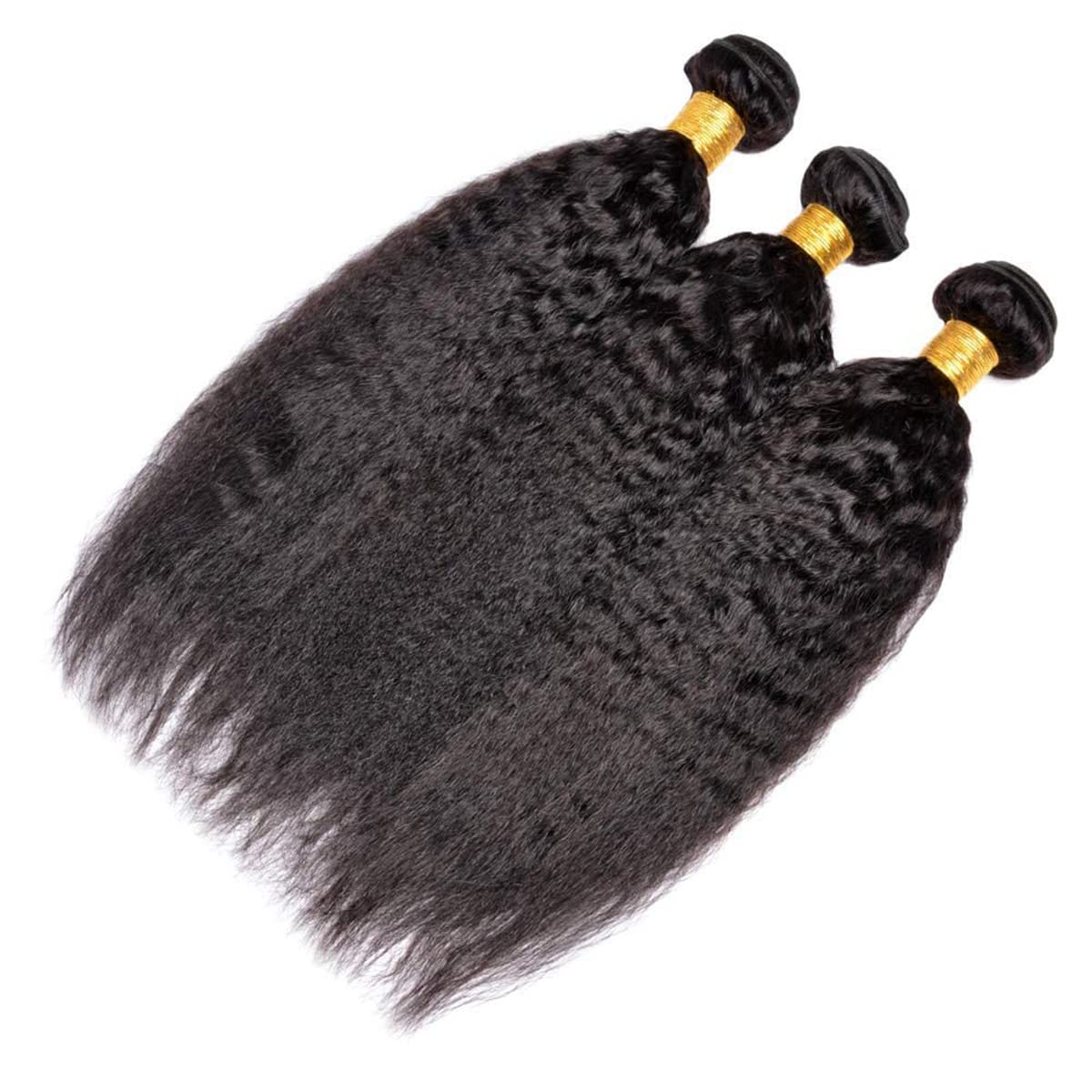 26 Inch #1B Black Bundles Human Hair Yaki Straight 1 Bundles 100 Grams/Bundle 10A Grade Unprocessed Brazilian Virgin Hairs Kinky Straight Bundles Weaves Hair Extensions