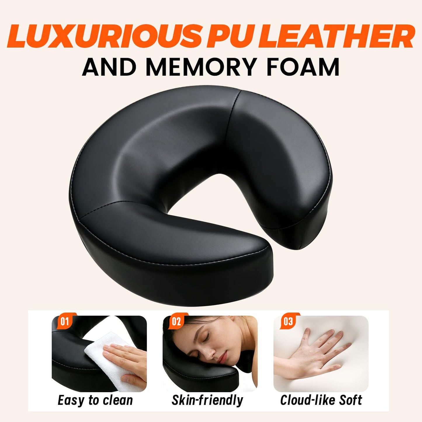 ErgoHolder Massage Headrest for Bed, Portable Home Use Massage Table Face Cradle Kit for Sleeping Mattress, Face Down Pillow After Eye Surgery with Handrest Storage Bag & Disposable Headrest Covers