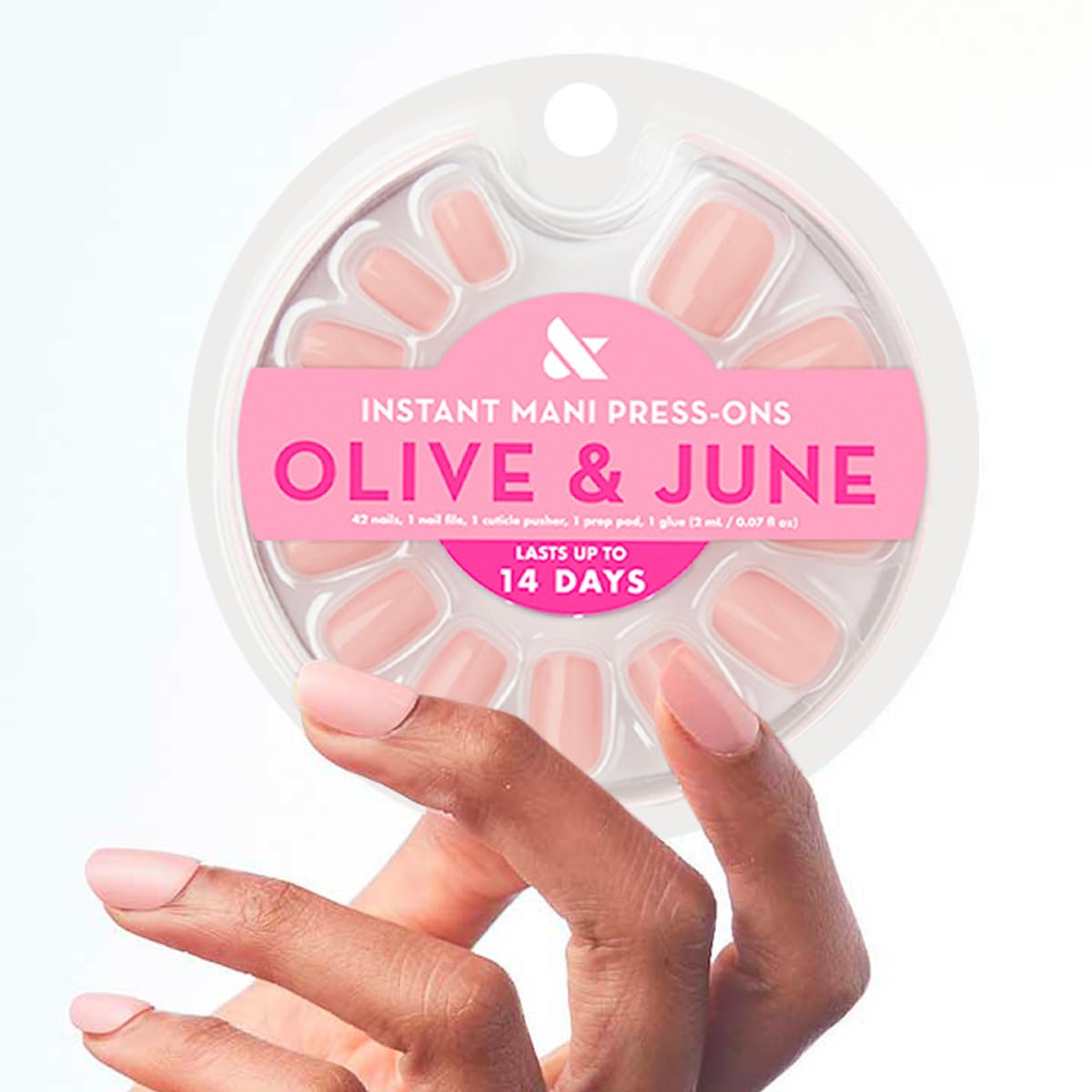 Instant Mani Summer Press-On Nails - Non-Toxic, Long-Lasting | 42 Fake Nails in 21 Sizes | Medium Almond Shape