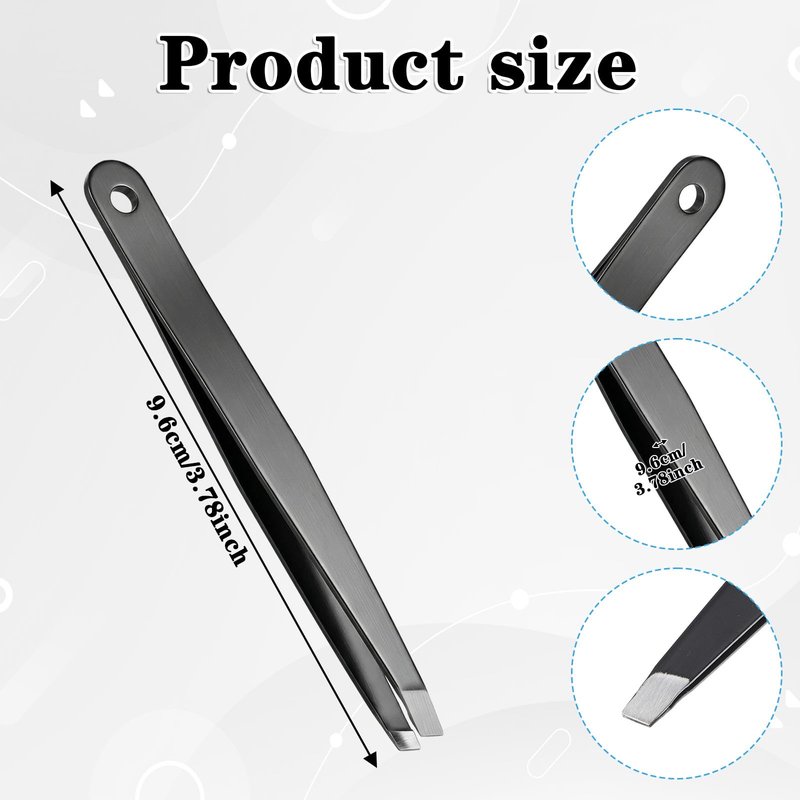 100pcs Slanted Eyebrow Tweezers, Black Stainless Steel Precision Tweezers for Facial Hair, Ingrown Hair, Lash Extensions & Personal Grooming - Bulk Professional Set