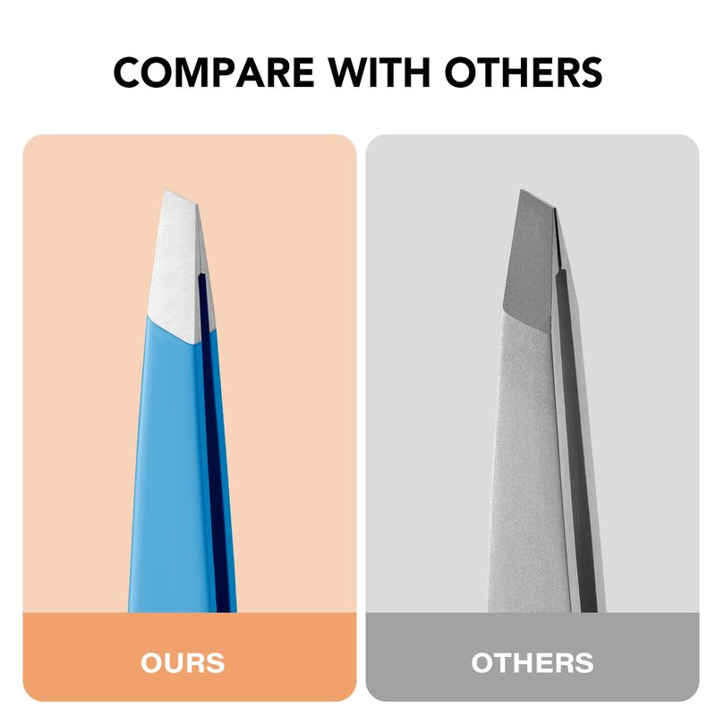 Tweezers for Eyebrows - Slant Tweezers for Women Facial Hair High Precision Tweezer for Men Women Fine Hair Removal and Eyebrow Shaping (Blue)