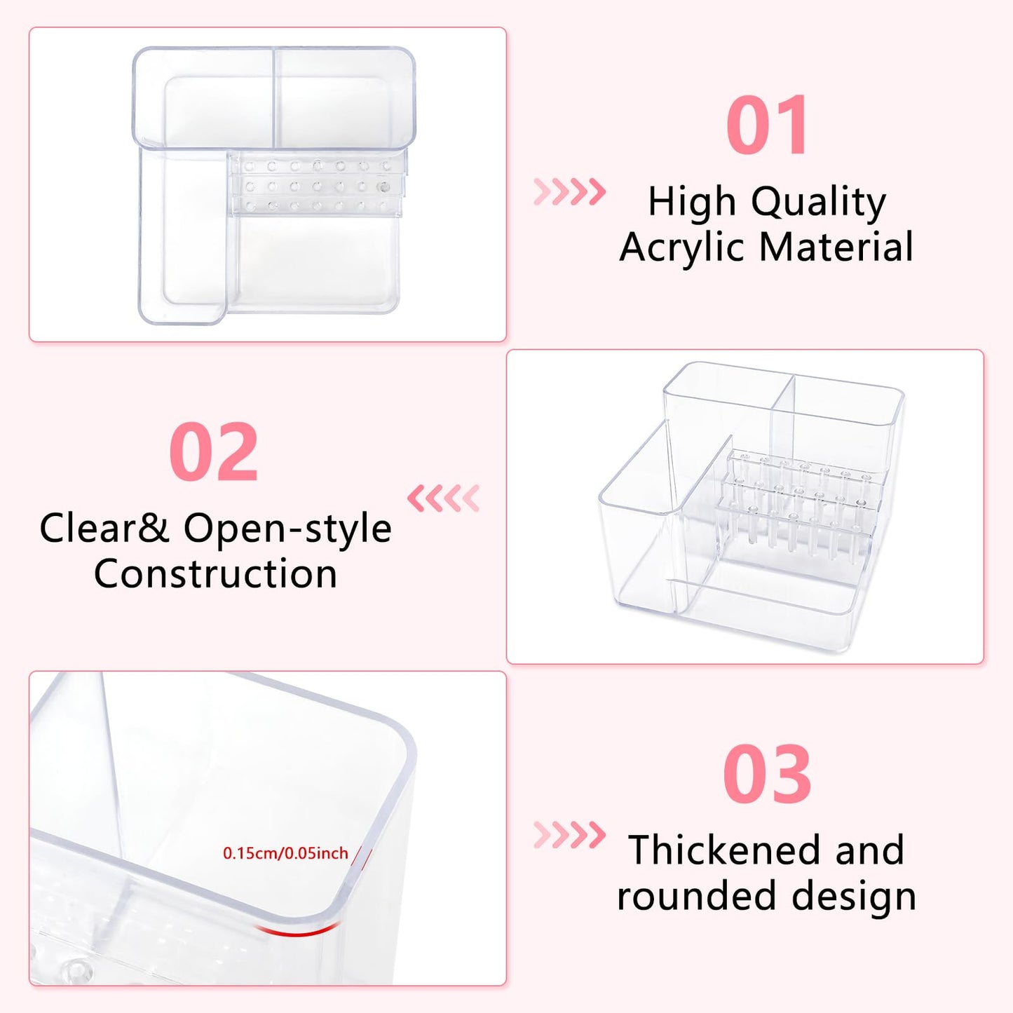 YINGJEE Nail Drill Holder, 21 Holes Nail Drill Machine & Bits Storage Box, Acrylic Nail Drill Bit Holder Professional Nail Tools Organizer, Nail Desk Organizer for Nail Tech