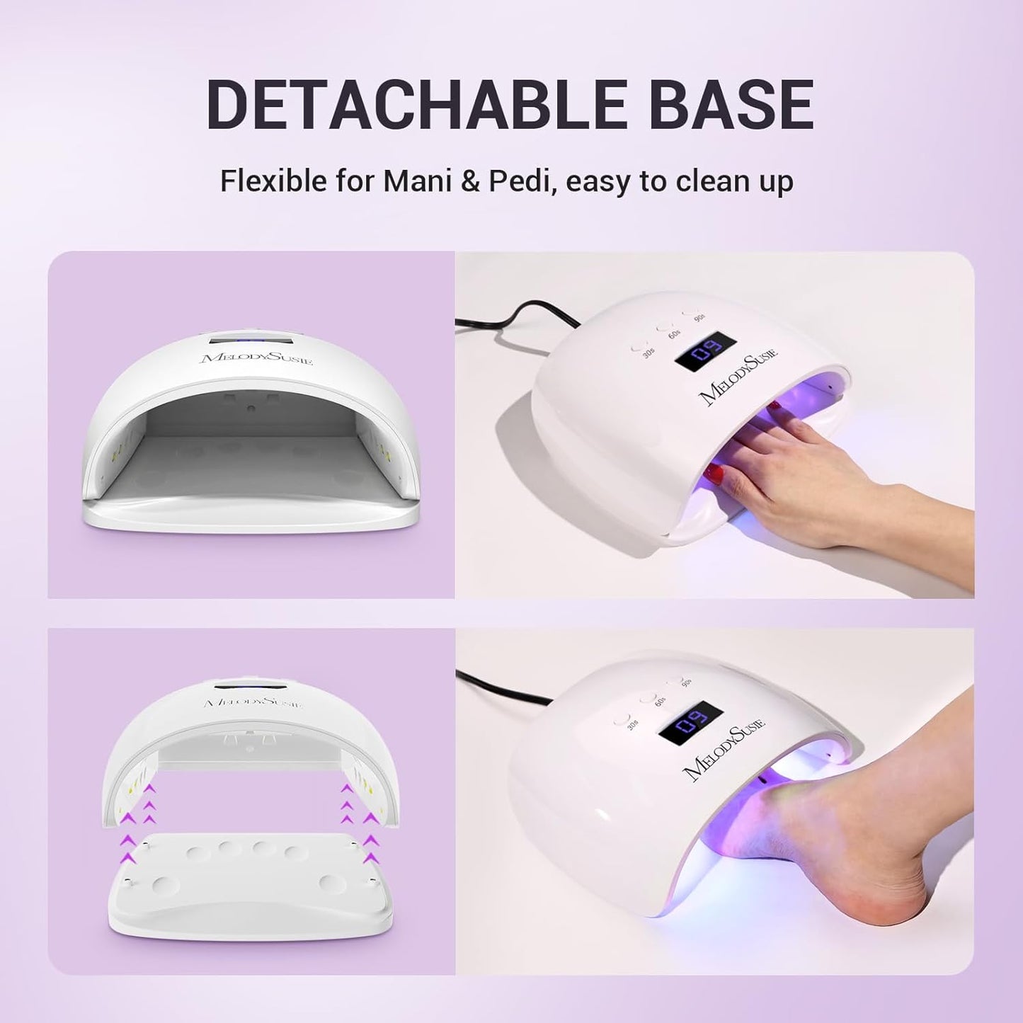 Professional UV LED Nail Lamp - High-Efficiency Nail Dryer with 3 Timers & Detachable Base | Cures All Gels & Rhinestone Glue