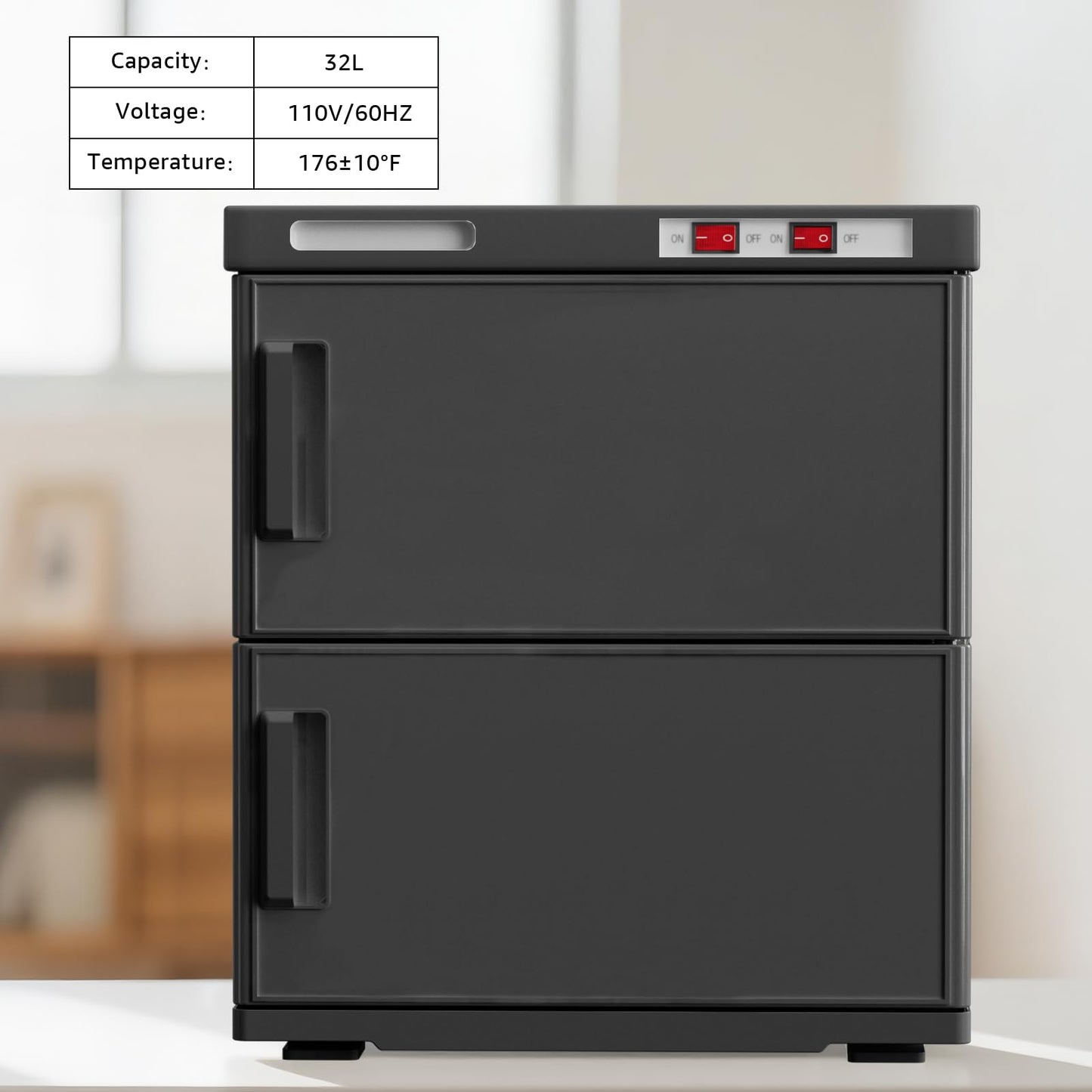 TABU 32L Hot Towel Warmer, Large Towel Heater Cabinet, Black