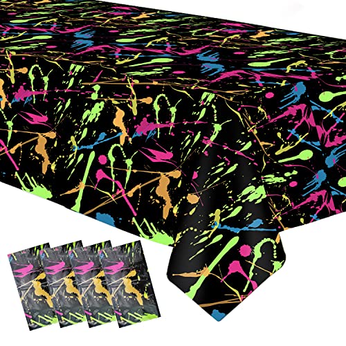 Neon Glow Tablecloths for Parties - 4 Pack, 54x108in