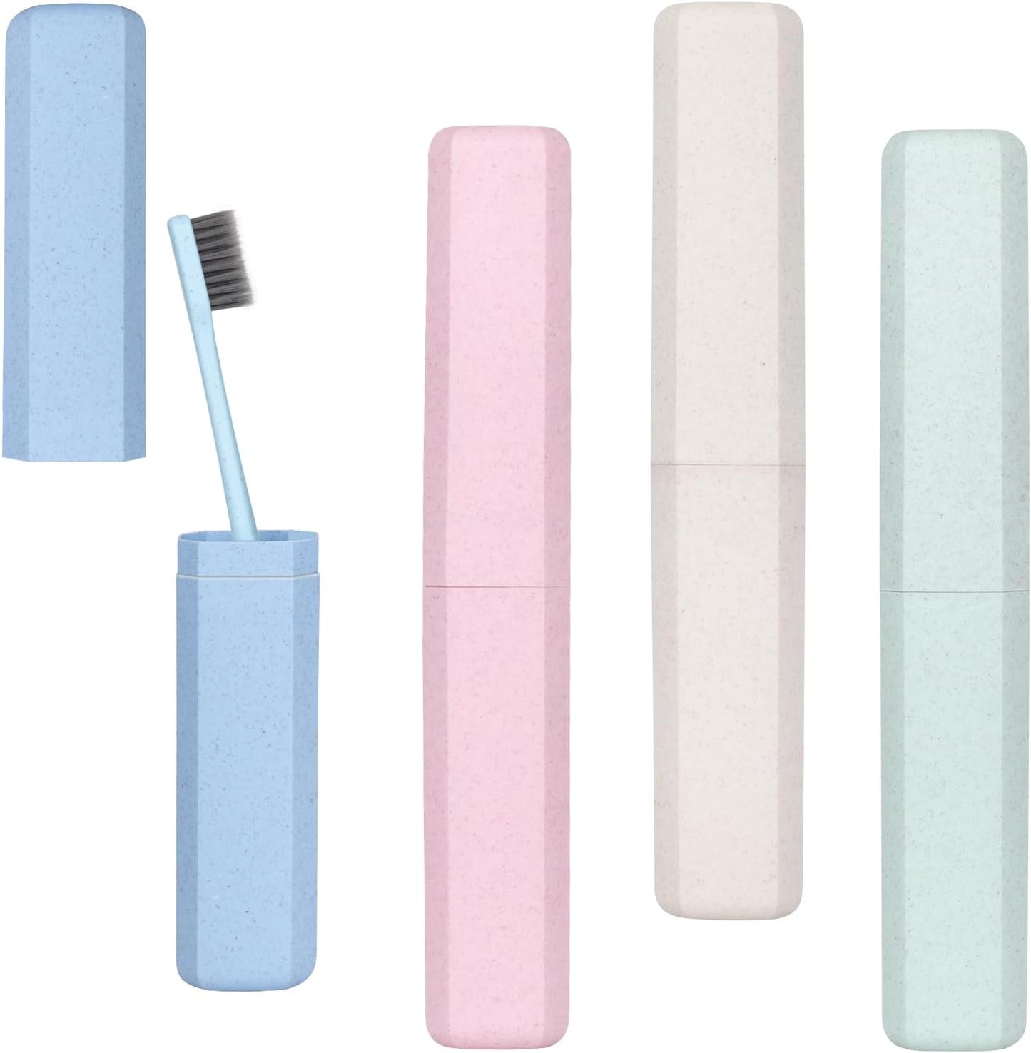 Travel Toothbrush Case - 4 Pack Portable Toothbrush Holders | Durable Plastic Containers for Travel, Camping, Home & School