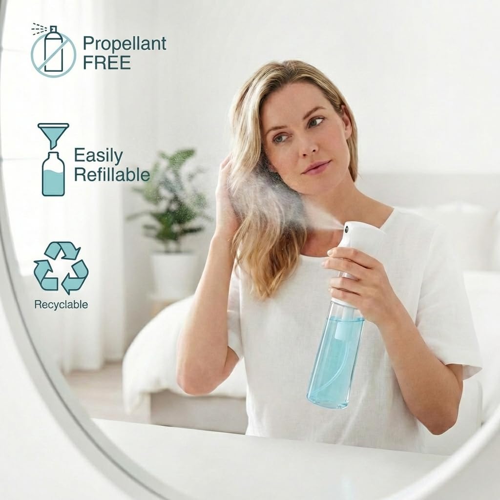 Mutaomay Continuous Spray Bottles,Spray Bottle for Hair&Water Spray Bottle for Travel Essentials, Multi-Use ，Beauty， Care, Makeup, Hydration & Pet Grooming-200ml