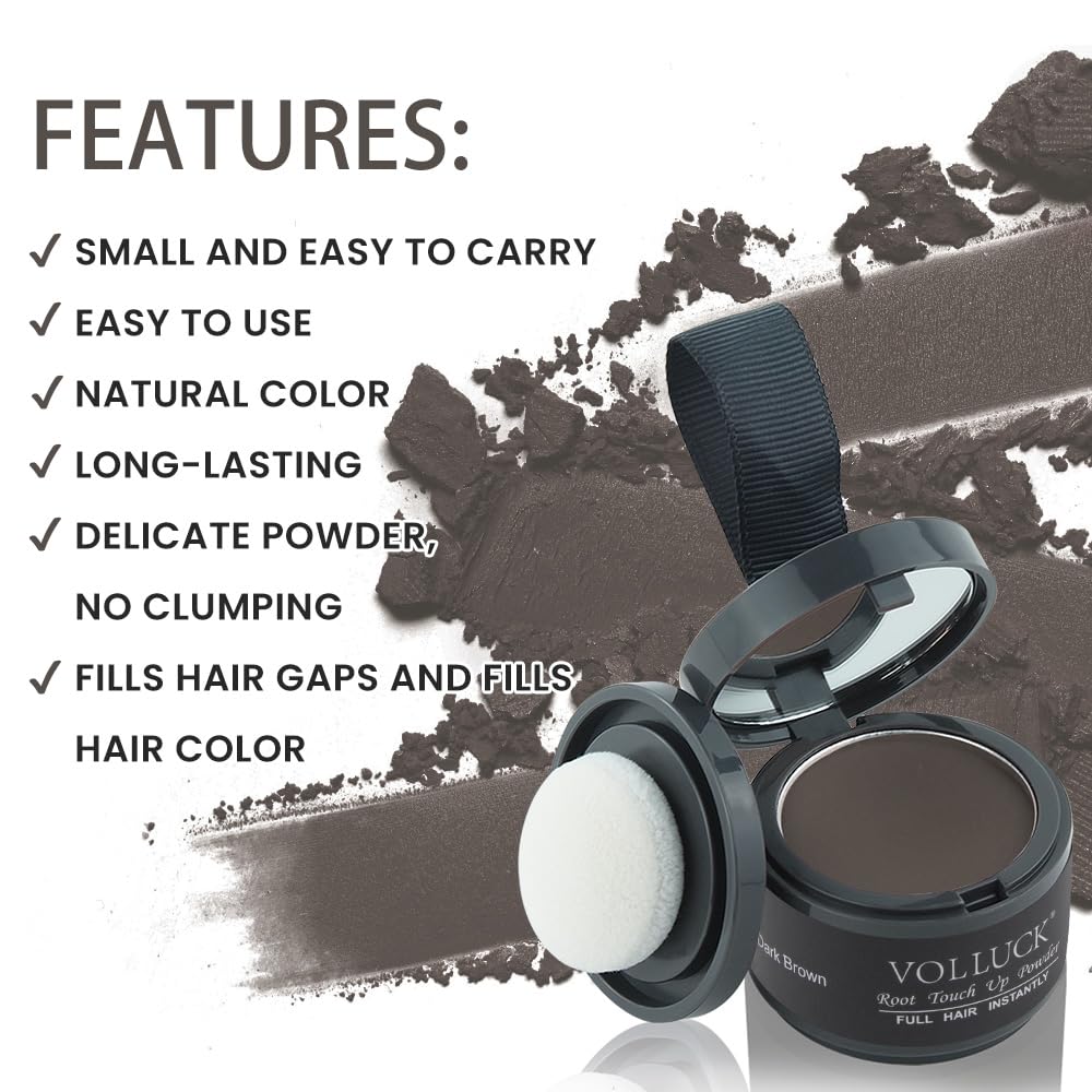 Root Touch Up Powder - Instant Hairline Coverage for Gray Hair & Thinning Areas | Dark Brown, 0.14 Ounce