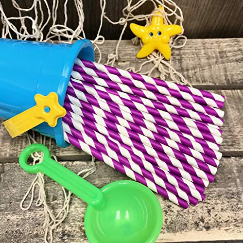 Mardi Gras Paper Straws - 150 Pack, 7.75 Inches, Biodegradable