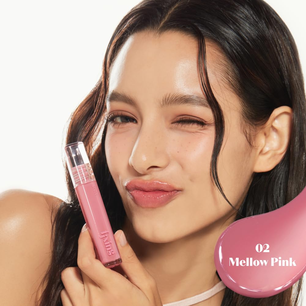 ETUDE Glow Fixing Tint #2 Mellow Pink | Non-sticky Glossy Shine Lip stain | Fills up with comfortable moisture | Tinting for dry lips