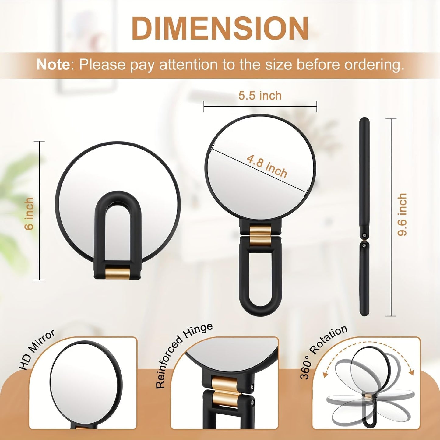 50X Magnifying Mirror - 360° Adjustable Dual-Sided Design for Precision Makeup & Eyebrow Tweezing | Travel-Friendly Beauty Tool