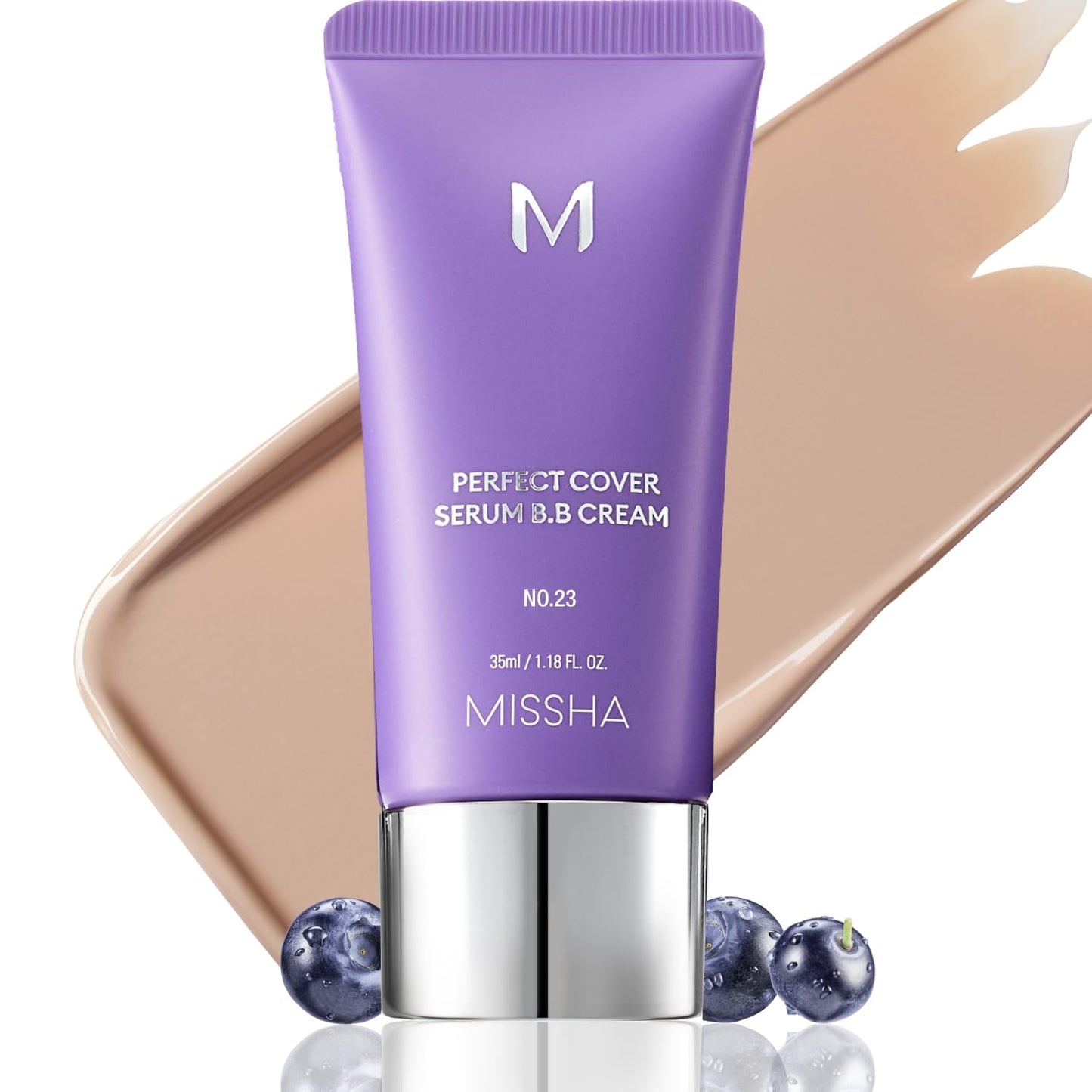 MISSHA M Perfect Cover Serum BB Cream No.23 Natural Beige-Light/Medium with Cool/Neutral Undertone, Skin Tint, Tinted Moisturizer, Skin Care Foundation Makeup, 1.18 Fl oz