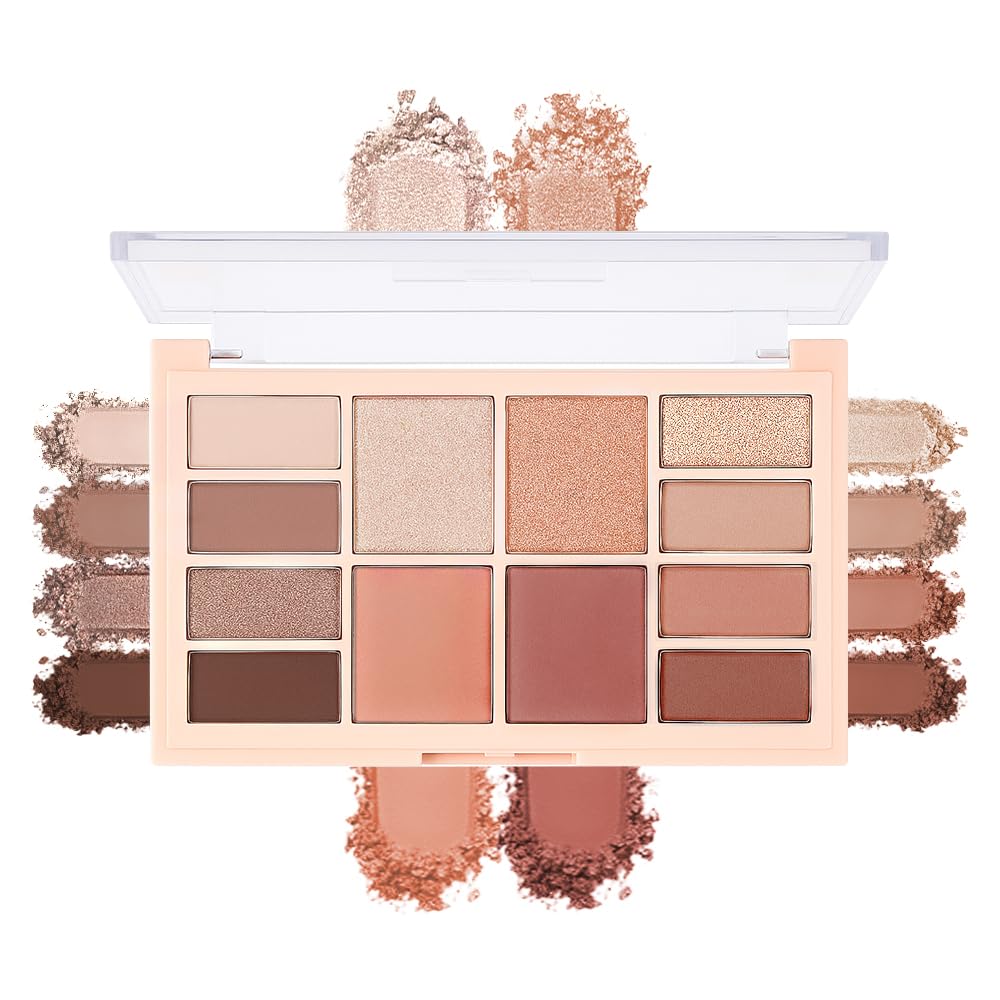 Warm Neutral Nude Eyeshadow Palette - Matte & Shimmer, High Pigment | Mini Everyday Makeup for All Eye Colors