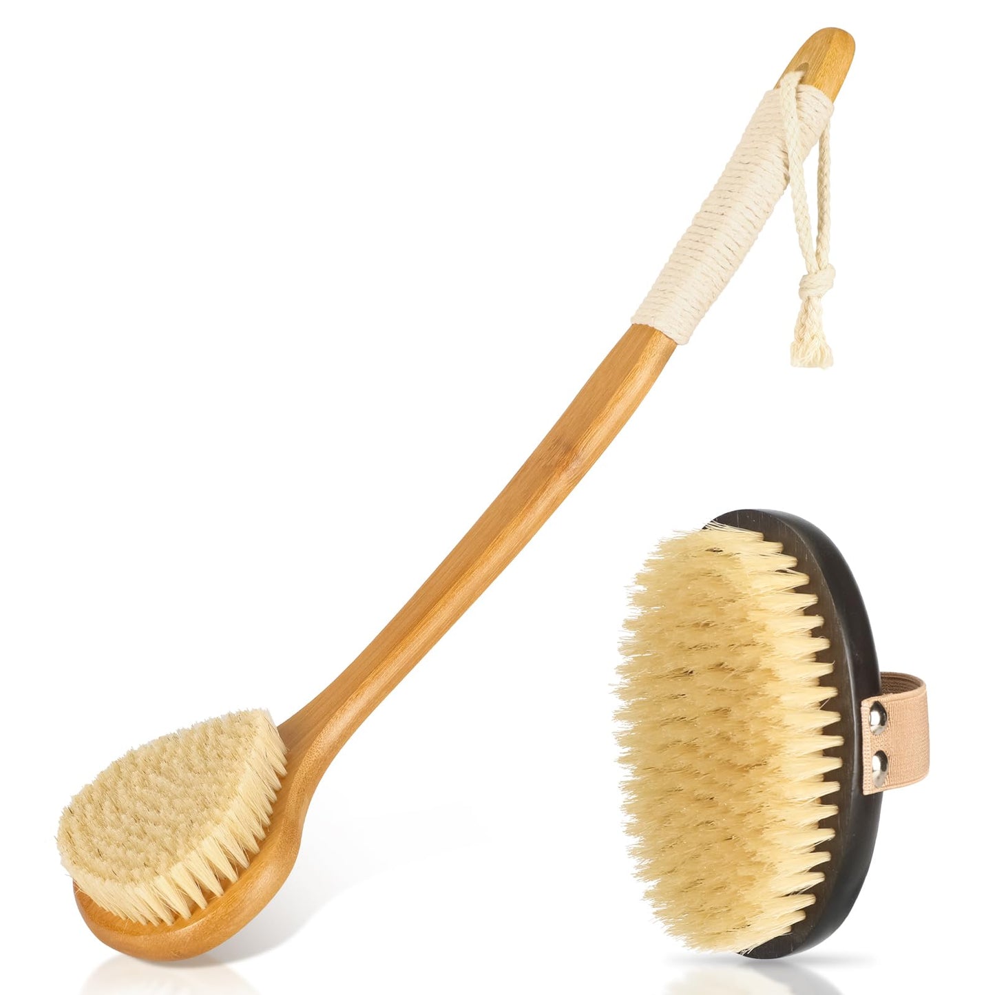 Long Handle Bath Brush-Back Scrubber for Shower, Exfoliating Body Brush with Bristles for Wet & Dry Brushing, Shower Brush for Men & Women