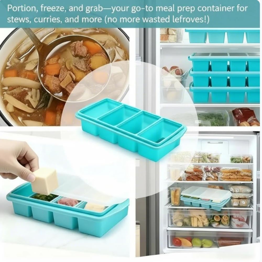 Souper Cubes Freezer Tray - Silicone Soup Container Molds | Makes 4 Perfect 1-Cup Portions