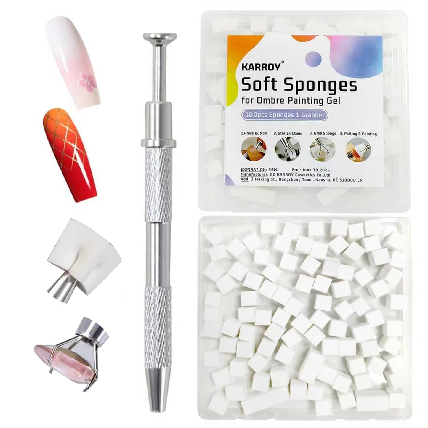 Soft Painting Sponges for Nail Gel - Professional Ombre Gradient Tools | 100PCS Set with Grabber