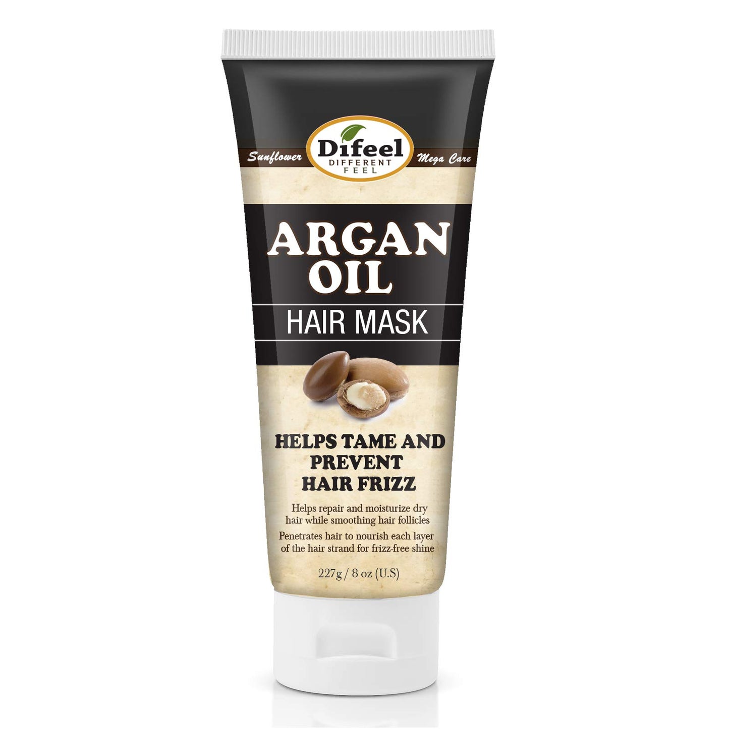 Difeel Argan Oil Hair Mask, 8 oz - Deep Conditioning Hair Treatment for Dry, Color Treated Hair - Helps Repair, Moisturize, and Prevent Frizz