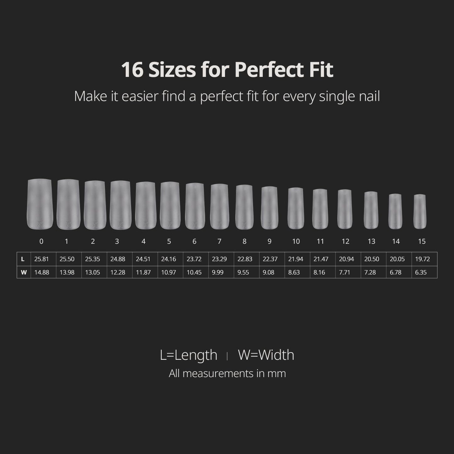 BTArtboxnails XCOATTIPS Clear Soft Gel Long Square Nail Tips - 16 Sizes, Double Sided Pre-etched, Pre-shaped, Easy-to-Apply, Soak Off, Salon Quality Value at Home, 160 Fake Nails