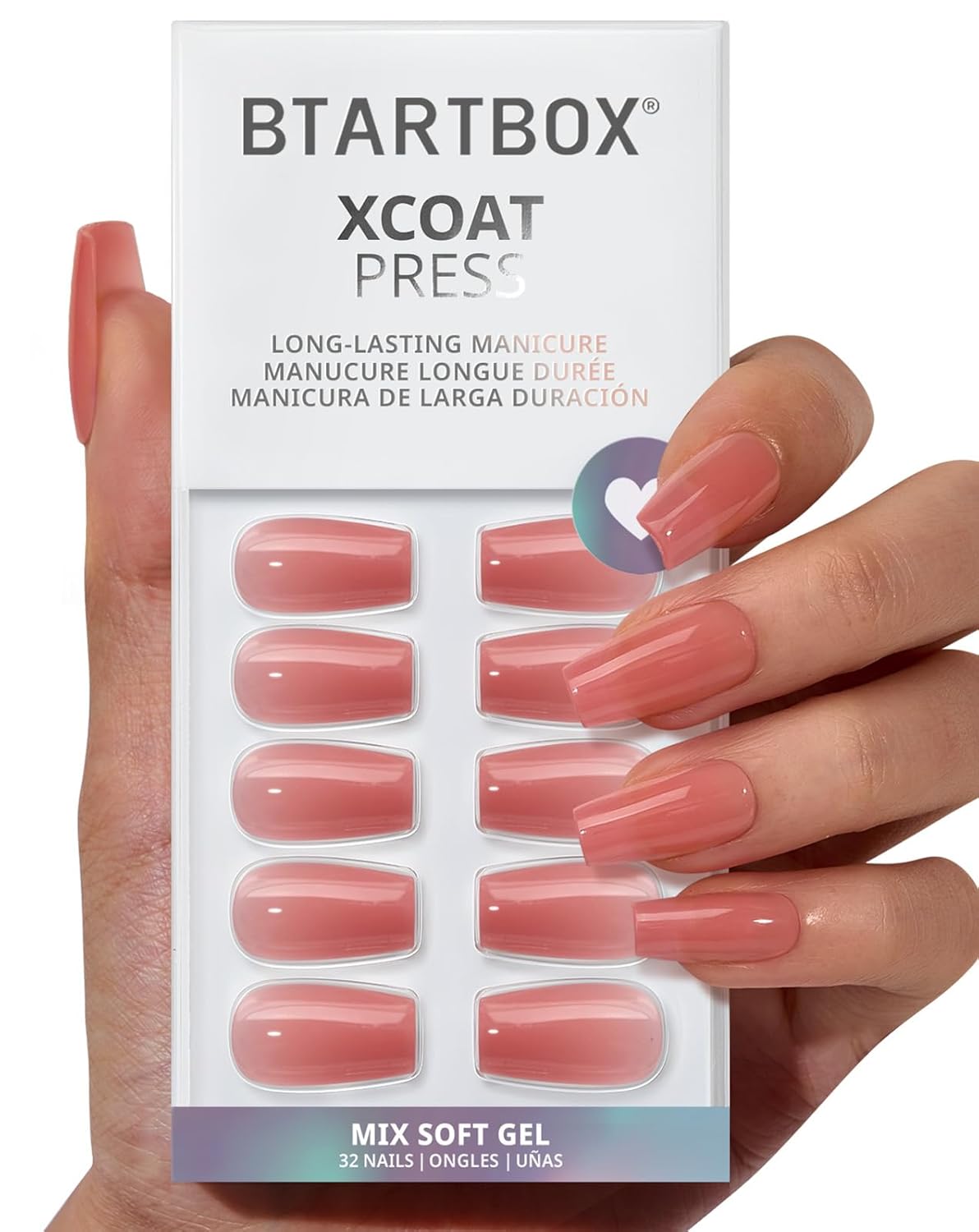 Press On Nails Almond - 3D Polka Dot Glitter Medium Nails | 32-Piece All-in-One Kit with Glue & Adhesive Tabs
