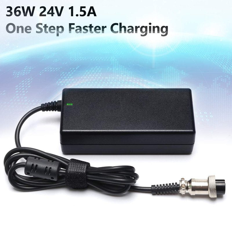 Janboo 24V Scooter Battery Charger Compatible for Razor E100 E200 E200S E175 E300 E300S E125 E150 E500 PR200 E225S E325S MX350 MX400 Dirt Bike, Dirt Rocket, Pocket Mod, Sports Mod Power Supply Cord