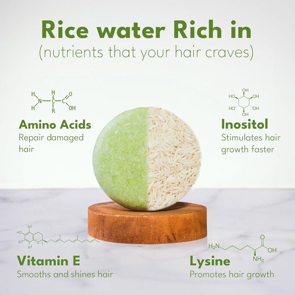 Muun Rice Water Shampoo & Conditioner Bar Pack | Hair Growth, Thickening & Volumizing | pH Balanced, Sulfate & Silicone Free