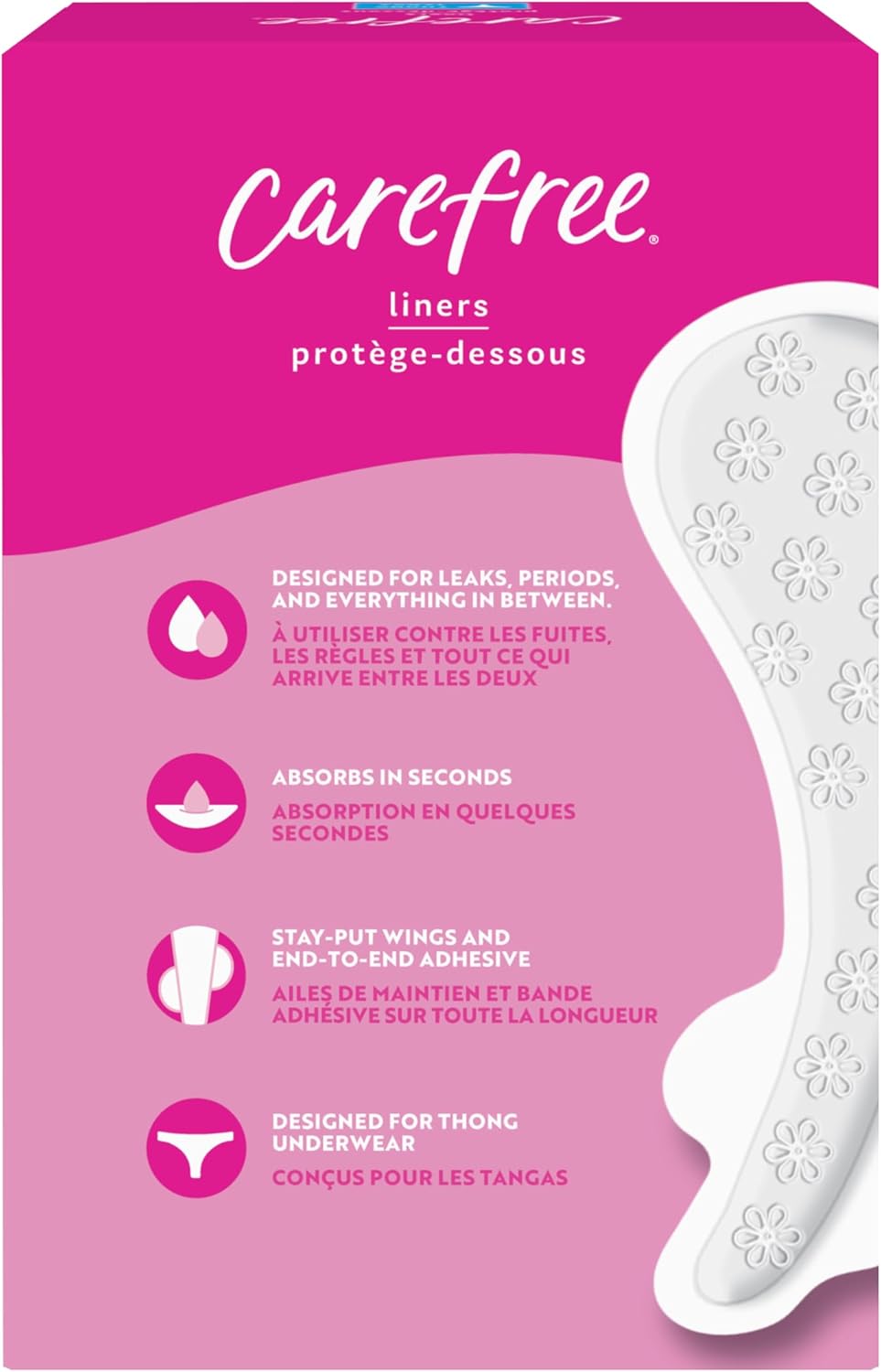 Carefree Panty Liners for Women - Unwrapped & Unscented Thong Liners | 49 Count