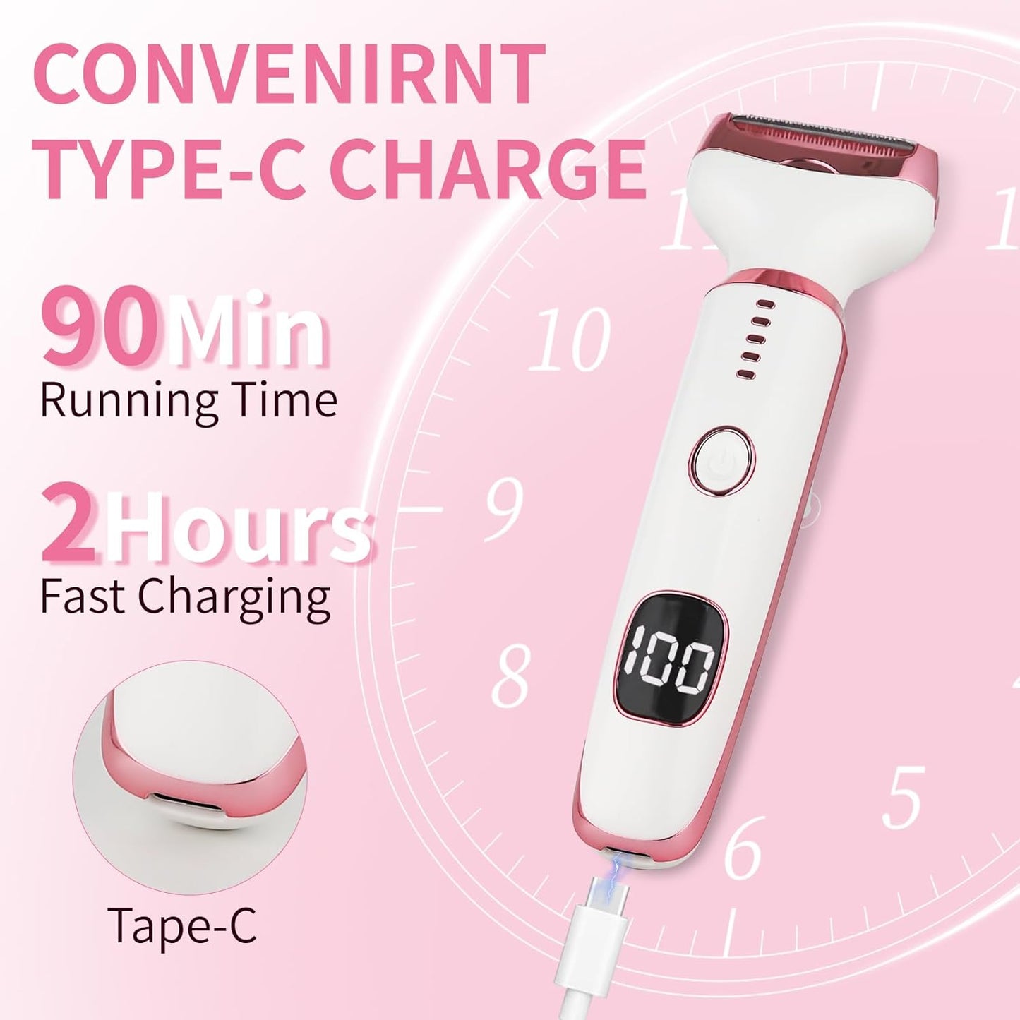 Electric Razor for Women & Men - 4-in-1 Wet & Dry Hair Removal Kit | Rechargeable with LED Display (Multicolor)