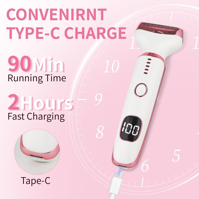 Beanify 2026 Led Display Electric Razor,Beauty Women's Wet & Dry Electric Shaver, Painless 4 in 1 Painless Body Razors,Cordless 3-Blade Ladies Shaver for Legs, Arm, Underarms, Bikini (Beige)