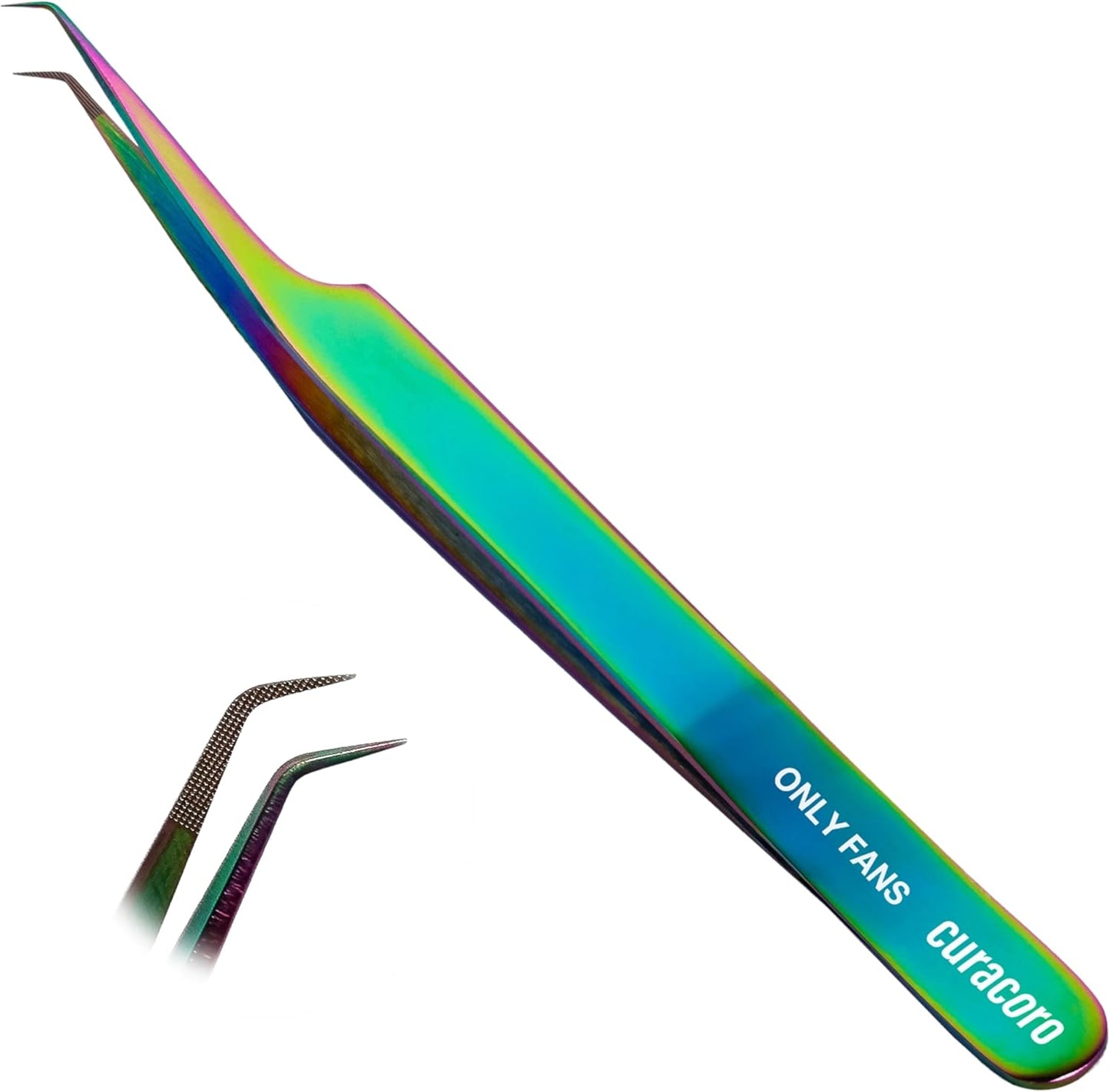 Curacoro Lash Tweezer - Precision Fiber Tip Grip for Eyelash Extensions | Multi-Shape Silver Tweezers for Volume & Isolation