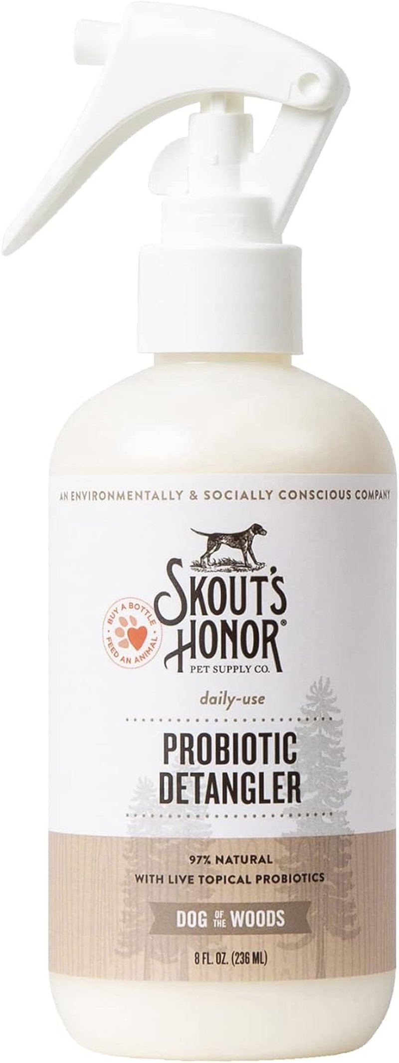 Skout's Honor Probiotic Pet Detangler Spray - Hydrating Avocado Oil Formula | 8oz for Soft, Brushable Coats